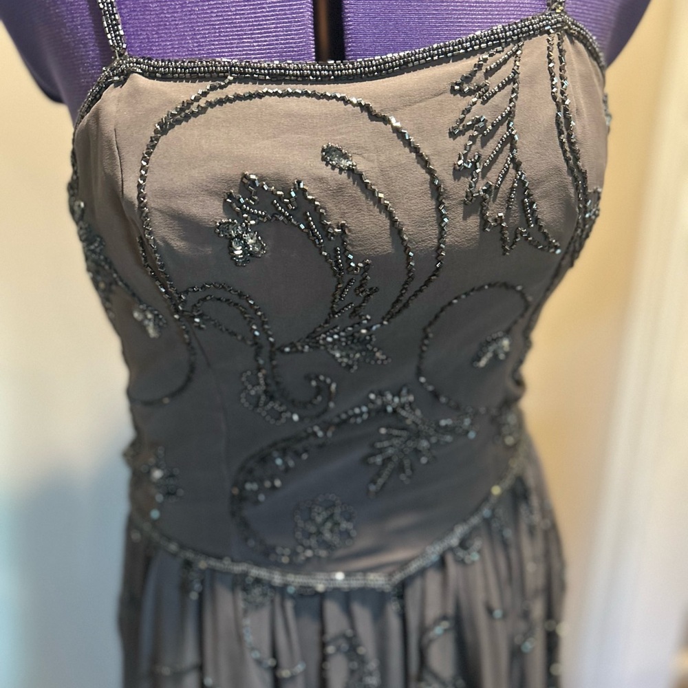 Scala Elegant Gray Beaded Dress